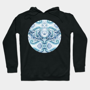 Lily, Leaf & Triangle Pattern - blues Hoodie